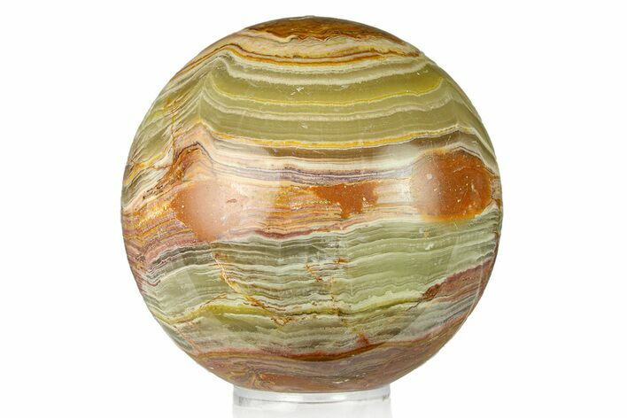 Polished Green Banded Calcite Sphere - Pakistan #301462